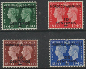 Morocco Agencies - Spanish Currency 1940 Stamp Centenary perf set of 4 unmounted mint, SG 172-75