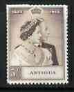 Antigua 1949 KG6 Royal Silver Wedding 5s,'Maryland' perf 'unused' forgery, as SG 113 - the word Forgery is either handstamped or printed on the back and comes on a presentation card with descriptive notes