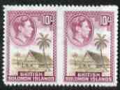 Solomon Islands 1939-51 Native House 10s (from def set),'Maryland' forgery horiz pair imperf between 'unused', as SG 72 - the word Forgery is either handstamped or printed on the back and comes on a presentation card with descriptive notes