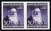 Germany - West 1952 Humanitarian relief Fund 30pf Henri Dunant,'Maryland' imperf pair 'unused' forgery, as SG 1085 - the word Forgery is either handstamped or printed on the back and comes on a presentation card with descriptive notes