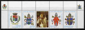 Vatican City 1997 Birth Cent of Pope Paul VI in se-tenant strip with 4 lables bearing coats of arms, unmounted mint