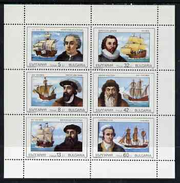 Bulgaria 1990 Navigators & Their Ships perf sheetlet of 6 unmounted mint SG3664-69