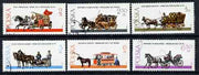 Poland 1980 Warsaw Horse-Drawn Vehicles set of 6 incl Fire Engine, Brewer's Dray & Tram, all fine used SG 2712-17*