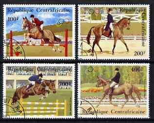 Central African Republic 1983 pre-Olympics set of 4 showing Equestrian sports fine cto used, SG 953-56