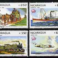 Nicaragua 1982 Universal Postal Union Membership Centenary (Mailcoach, Packet Steamer, Loco & Airliner) set of 4 fine cto used, SG 2355-58