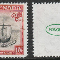 Grenada 1938-50 KG6 definitive Badge of Colony 10s,,'Maryland' perf forgery 'unused', as SG 163 - the word Forgery is either handstamped or printed on the back and comes on a presentation card with descriptive notes