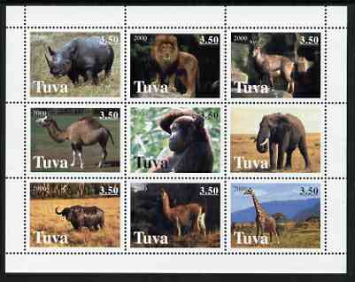 Touva 2000 Wild Animals perf sheetlet containing 9 values unmounted mint