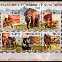 Guinea - Bissau 2009 Pre-Historic Man, Animals & Cave Paintings perf sheetlet containing 5 values unmounted mint Yv 2986-90