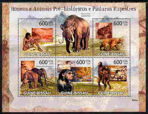 Guinea - Bissau 2009 Pre-Historic Man, Animals & Cave Paintings perf sheetlet containing 5 values unmounted mint Yv 2986-90