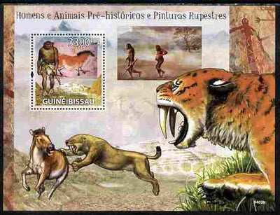 Guinea - Bissau 2009 Pre-Historic Man, Animals & Cave Paintings perf s/sheet unmounted mint Yv 456