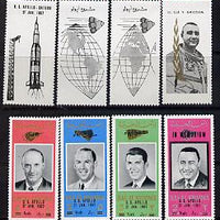 Ras Al Khaima 1967 Apollo Disaster opts on US Astronauts perf set of 8 with labels, Mi 195A-202A unmounted mint