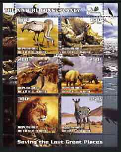 Ivory Coast 2003 The Nature Conservancy perf sheetlet containing set of 8 values (big cats) unmounted mint