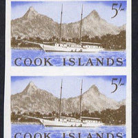 Cook Islands 1963 def 5s (Sailing Ship & Rarotonga) in unmounted mint imperf pair (as SG 173)