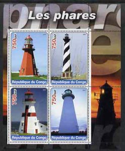 Congo 2003 Lighthouses perf sheetlet containing set of 4 values unmounted mint