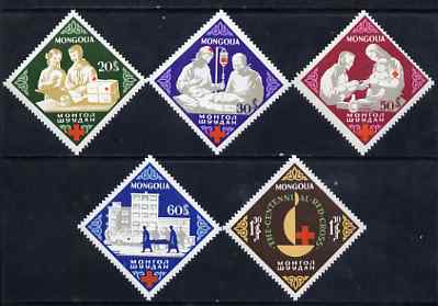 Mongolia 1963 Red Cross Centenary Diamond Sgaped perf set of 5 unmounted mint, SG 310-14