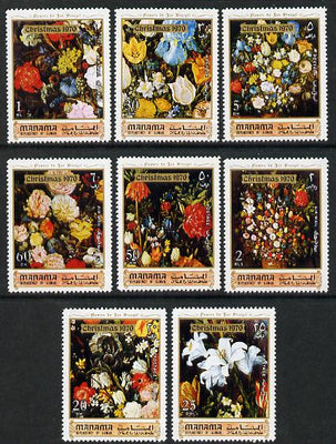 Manama 1970 Christmas Flowers perf set of 8 (Mi 361-68A) unmounted mint