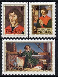 Mongolia 1973 Birth Anniversary of Nicolaus Copernicus (astronomer) perf set of 3 unmounted mint, SG 749-51