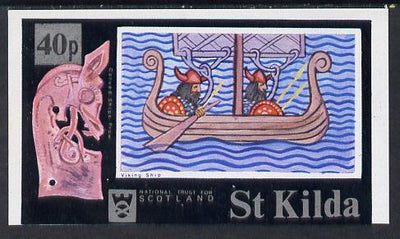 St Kilda 1971 Ships (Viking Ship) imperf souvenir sheet (40p on 7s6d value) unmounted mint