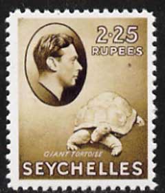 Seychelles 1938 Giant Tortoise 2r25,,'Maryland' perf forgery 'unused' as SG 148 - the word Forgery is either handstamped or printed on the back and comes on a presentation card with descriptive notes