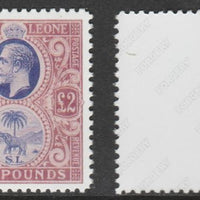 Sierra Leone 1912-21 KG5 £2,,'Maryland' perf forgery 'unused' as SG 129 - the word Forgery is either handstamped or printed on the back and comes on a presentation card with descriptive notes