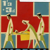 Nigeria 1966 Red Cross - original hand-painted artwork for 1s3d + 3d (patient on stretcher) by unknown artist on card 6" x 8"