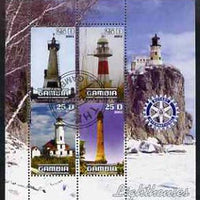 Gambia 2003 Lighthouses perf sheetlet containing 4 values with Rotary logo, fine cto used