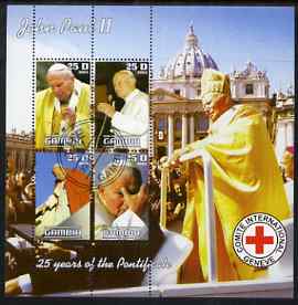 Gambia 2003 Pope John Paul II sheetlet containing 4 values with Red Cross Logo, fine cto used