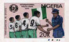 Nigeria 1985 International Youth Year - original hand-painted artwork for 20k value (Participation in Sports as issued stamp) by G O Akinola on card 8.5"x5" endorsed A6