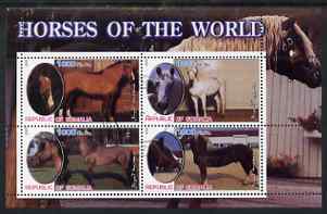 Somalia 2002 Horses of the World perf sheetlet #2 containing 4 values, fine cto used