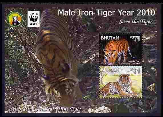 Bhutan 2010 WWF - Chinese New Year - Year of the Tiger perf sheetlet containing 2 values unmounted mint