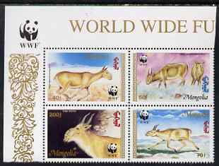 Mongolia 1995 WWF - The Saiga perf set of 4 in se-tenant block unmounted mint, SG 2497a