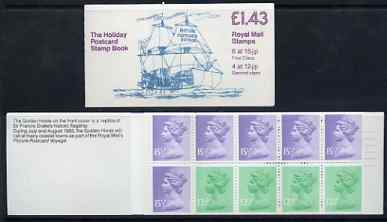 Great Britain 1982 Holiday Postcard Book (The Golden Hinde) £1.43 booklet complete with selvedge at left SG FN3A