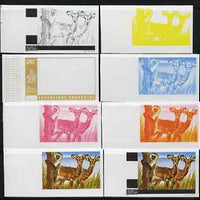 Rwanda 1972 Gazelles & Monkey 20c (from Akagera National Park set) the set of 8 imperf progressive proofs comprising the 5 individual colours plus 2, 3 and 4-colour composites, as SG 456