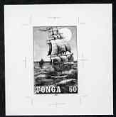 Tonga 1993 Heemskirk & Zeehaan (Ships) 60s (from Tasman's Discovery set) B&W photographic proof, scarce thus, as SG 1242