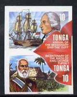 Tonga 1997 Capt James Wilson & Duff 10s se-tenant with King George 10s, imperf proof pair in issued colours reduced to 65% size