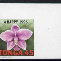 Tonga 1995 Orchid - Spathoglottis plicata 45s Christmas (insc A Happy 1996) imperf marginal plate proof as SG 1331