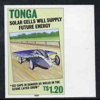 Tonga 1995 Solar Cell Vehicle 1p20 (from Alternative Sources of Electricity set) imperf marginal plate proof as SG 1071