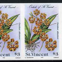 St Vincent 1985 Orchids $3 imperf pair unmounted mint, as SG 853