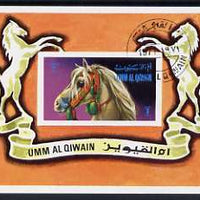 Umm Al Qiwain 1972 Horses imperf m/sheet used, Mi BL36