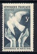 France 1946 3f Dove being released from hands, from Peace Conference set of 2, unmounted mint,,SG 983