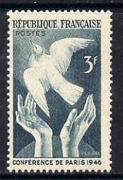 France 1946 3f Dove being released from hands, from Peace Conference set of 2, unmounted mint,,SG 983