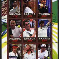 Rwanda 2010 Great Tennis Players - Men perf sheetlet containing 9 values fine cto used