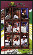 Rwanda 2010 Great Tennis Players - Men perf sheetlet containing 9 values fine cto used