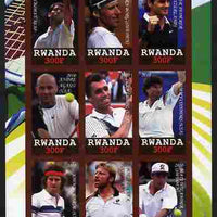 Rwanda 2010 Great Tennis Players - Men imperf sheetlet containing 9 values unmounted mint