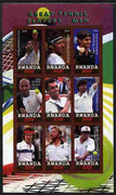 Rwanda 2010 Great Tennis Players - Men imperf sheetlet containing 9 values unmounted mint