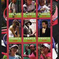 Rwanda 2010 Great Tennis Players - Women perf sheetlet containing 9 values fine cto used