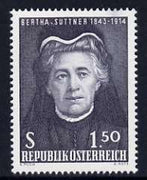 Austria 1965 60th Anniversary of Nobel Peace Prize Award to Bertha von Suttner (writer) unmounted mint, SG 1461