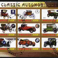 Rwanda 2010 Classic Cars #1 perf sheetlet containing 9 values fine cto used