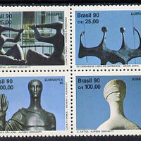 Brazil 1990 Lubrapex Stamp Exhibition (Sculptures) se-tenant set of 4 SG 2445-48