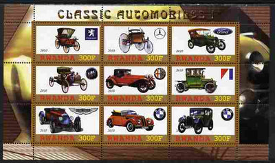 Rwanda 2010 Classic Cars #1 perf sheetlet containing 9 values unmounted mint